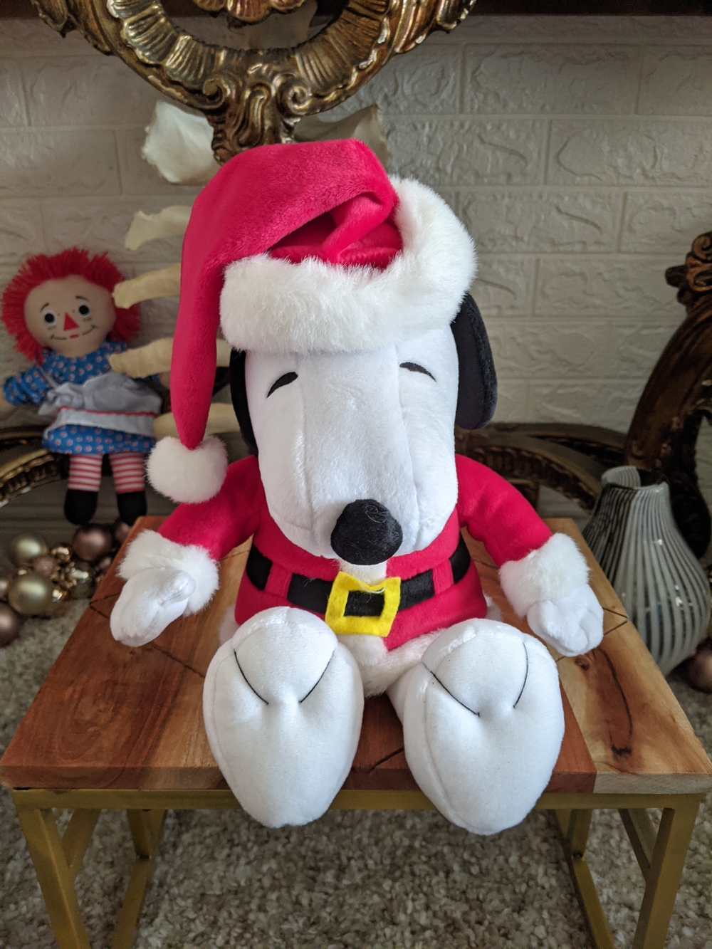 Vintage 14" Snoopy Plush in Santa Outfit - Holiday Decor